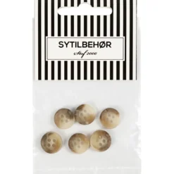 Habitknap 4-huls, 13 mm, 6 stk. Beige/Lysebrun