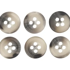 Habitknap 4-huls, 13 mm, 6 stk. Grå meleret