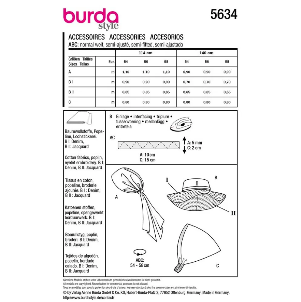 Hovedbeklædning Burda str. One size