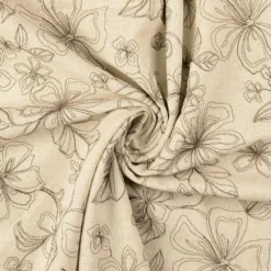 Hør/ bomuldslærred m/ broderet blomster Brun