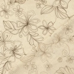 Hør/ bomuldslærred m/ broderet blomster Brun