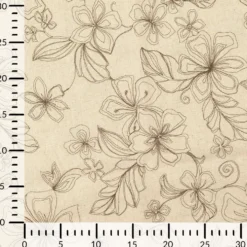Hør/ bomuldslærred m/ broderet blomster Brun