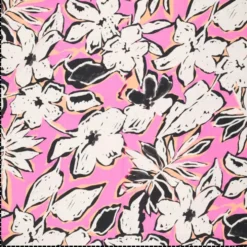 Hør/viscose m/ tropisk print Råhvid