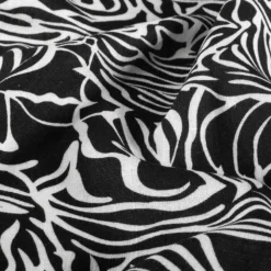 Hør/viscose m/ zebra print Sort