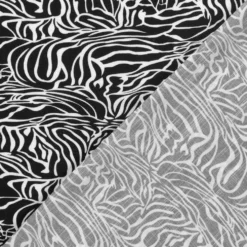 Hør/viscose m/ zebra print Sort