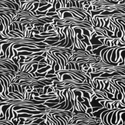 Hør/viscose m/ zebra print Sort