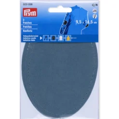 Imit. ruskindslap til påstrygning, Slate blue, 2 stk.