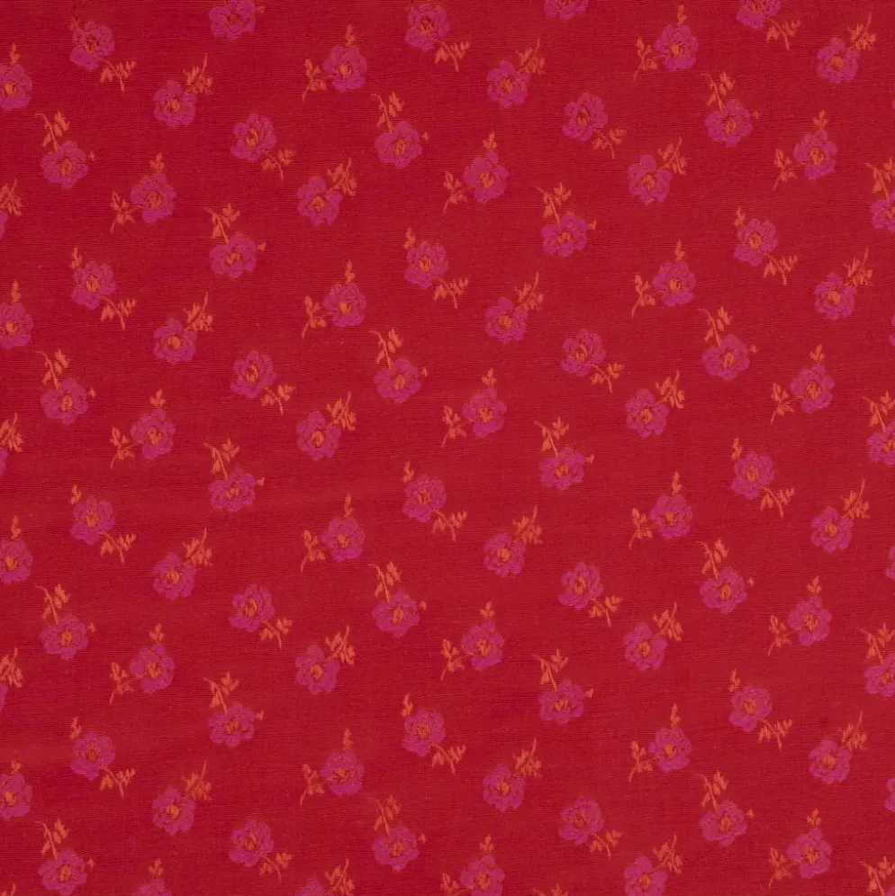 Jacquard m/små blomster Lys postkasse rød