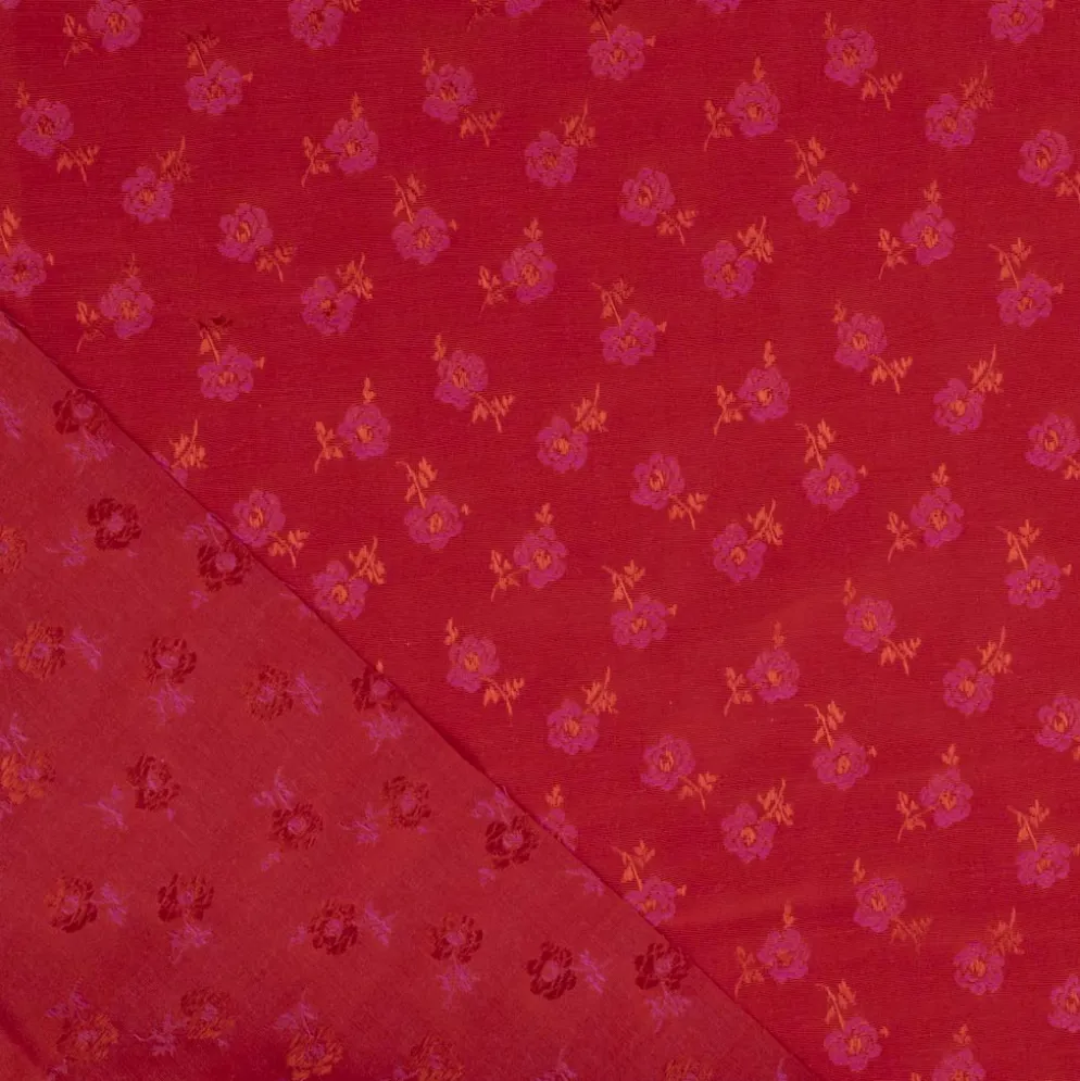 Jacquard m/små blomster Lys postkasse rød