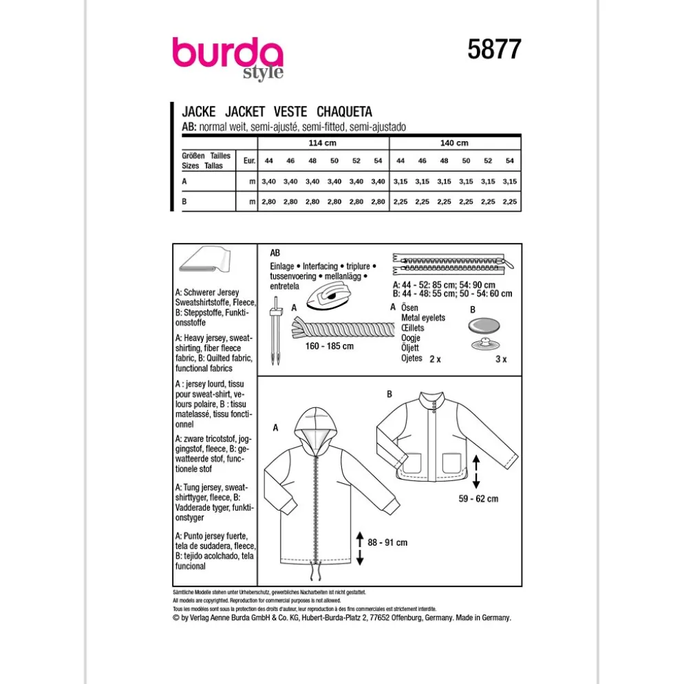 Jakke Burda 5877 str. 44-54