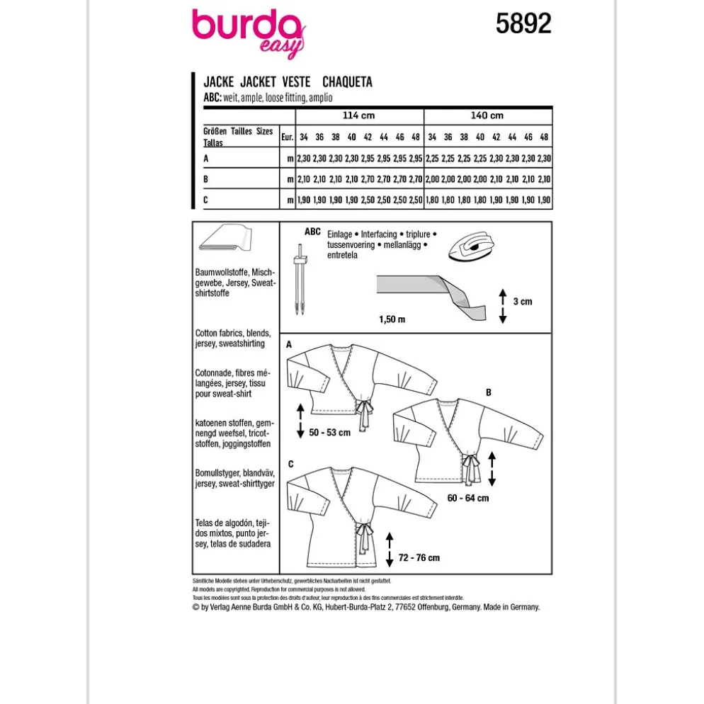 Jakke Burda 5892 str. 34-48