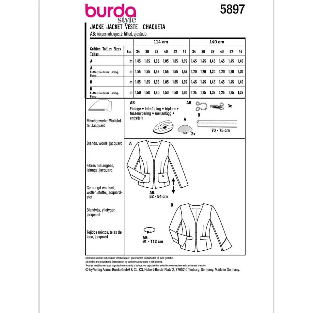 Jakke Burda 5897 str. 34-44