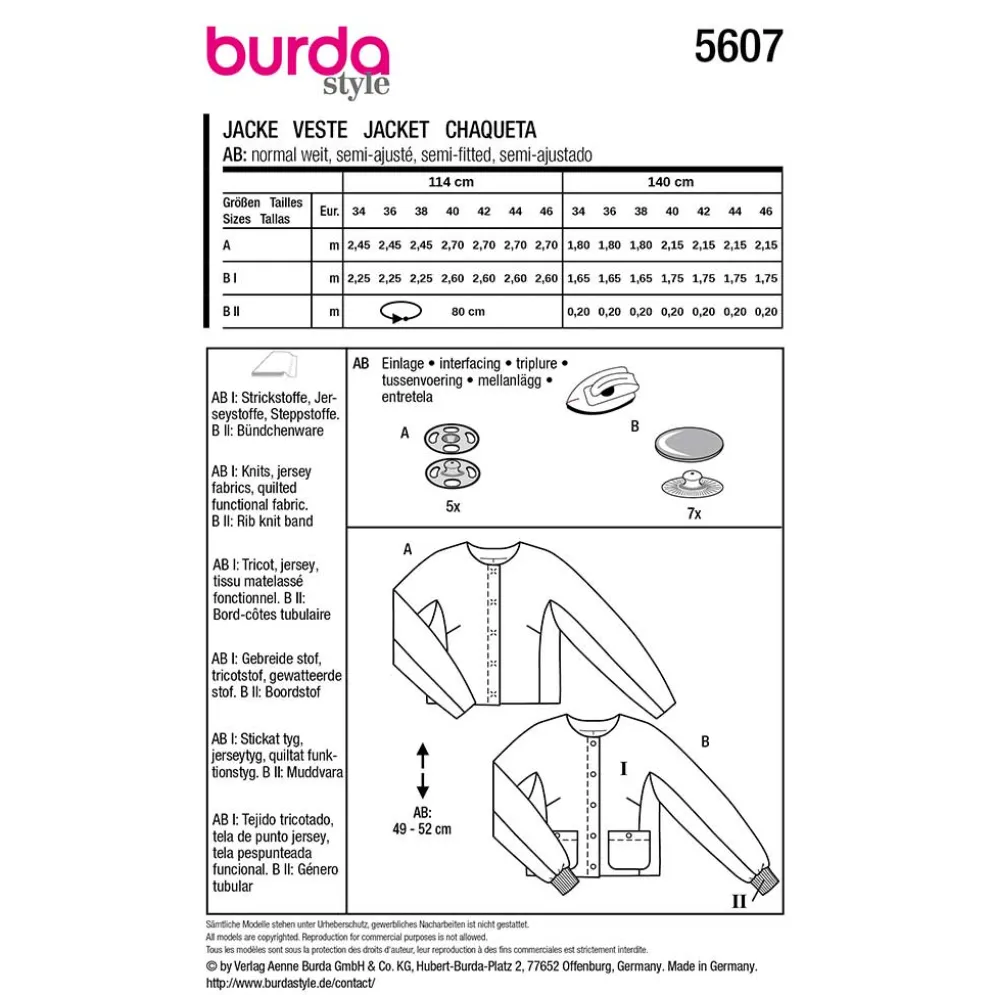 Jakke Burda str. 34-46