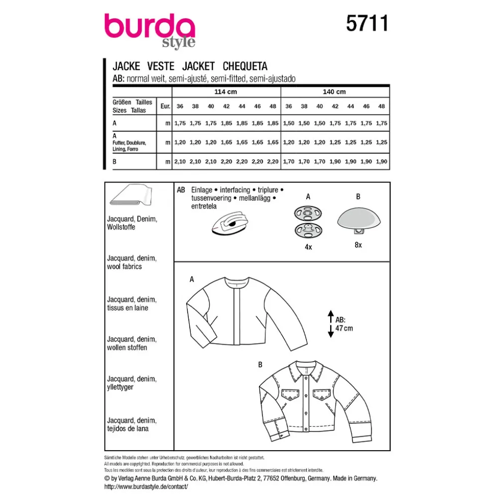 Jakke Burda 5711 str. 36-48