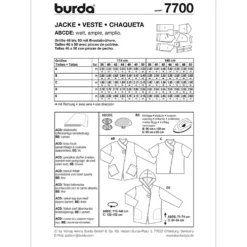 Jakke Burda 7700 str. 38-50