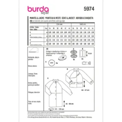 Jakke/frakke Burda 3974 str. 34-44
