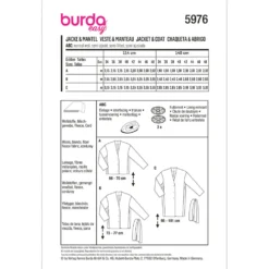 Jakke/frakke Burda 5976 str. 34-48