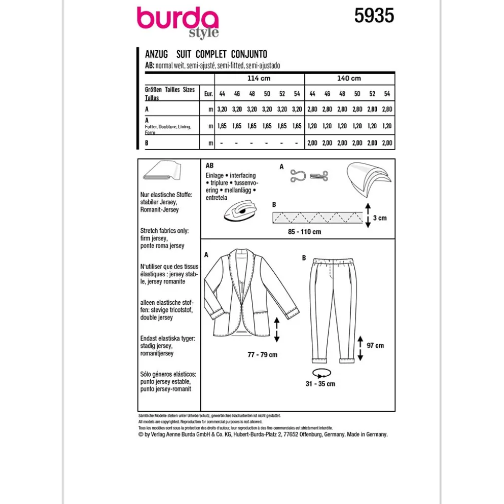 Jakkesæt Burda 5935 str. 44-54