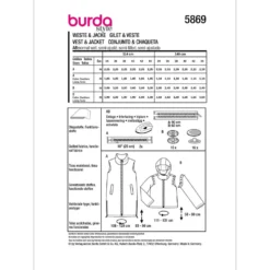Jakke/vest Burda 5869 str. 34-44