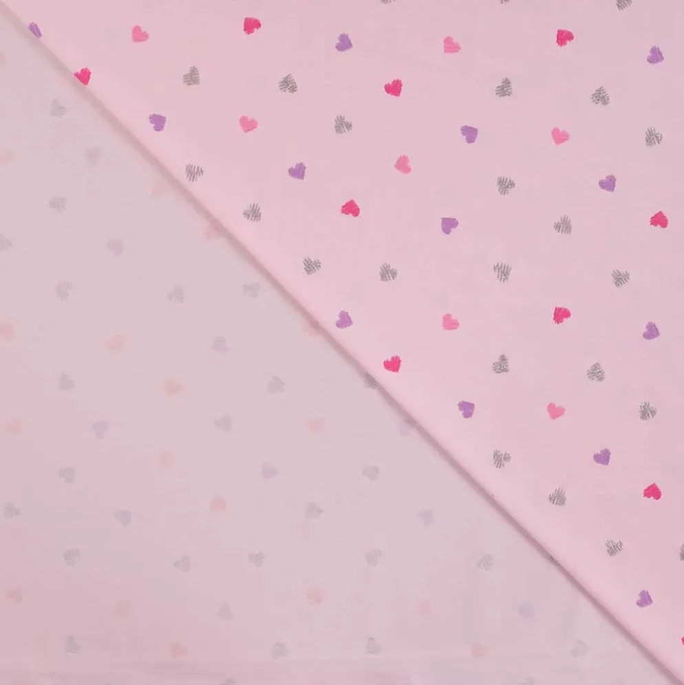 Jersey m/hjerter og glitter Lyserød