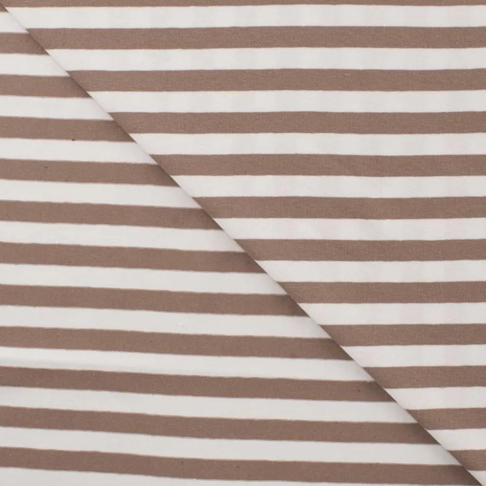 Jersey m/strib Mørk sand