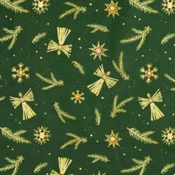Jul – poplin m/gylden halm motiver Mørk grøn