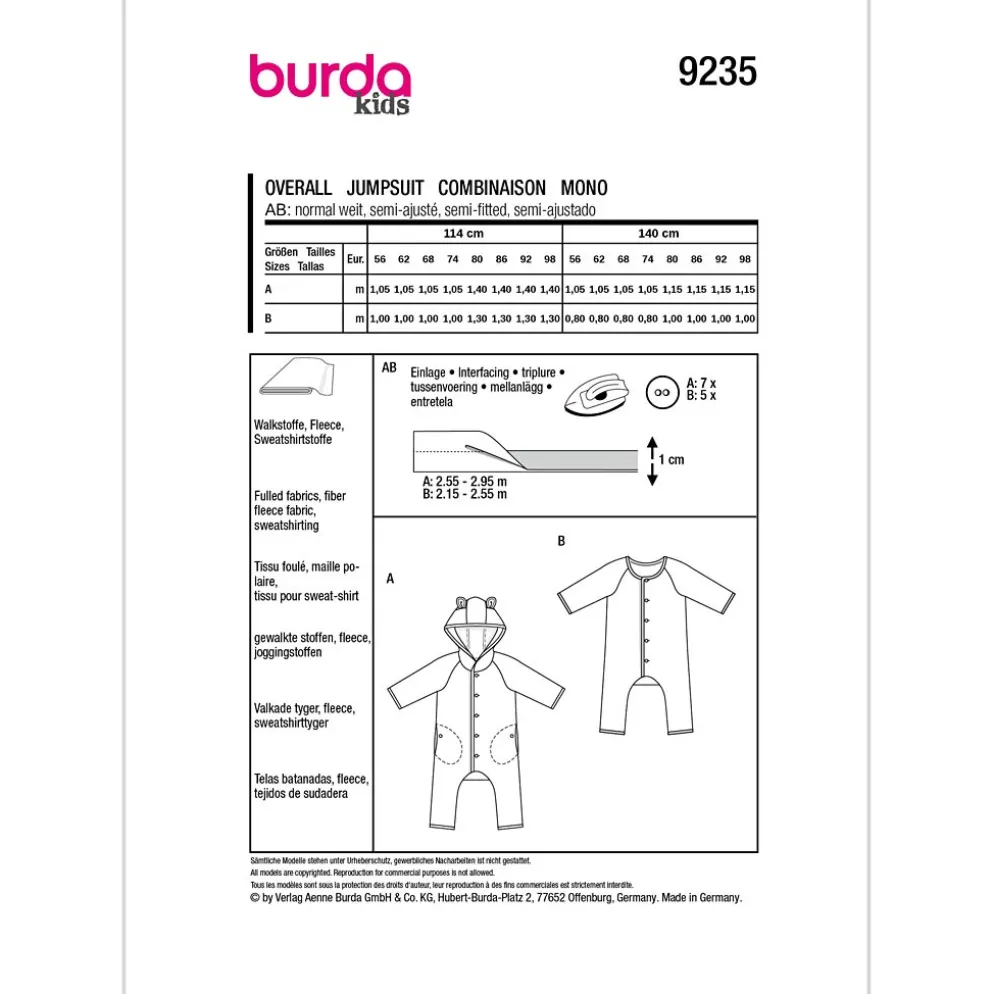 Jumpsuit Burda Kids 9235 str. 56-98