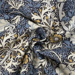 Kanvas m/ skærmblomster William Morris Mørk marineblå