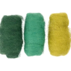 Kartet uld, 3×10 g Grøn/turkis