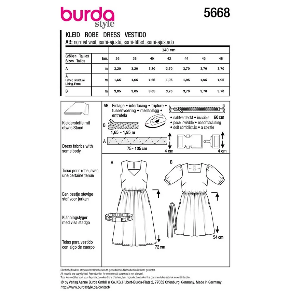 Kjole Burda 5668 str. 36-48