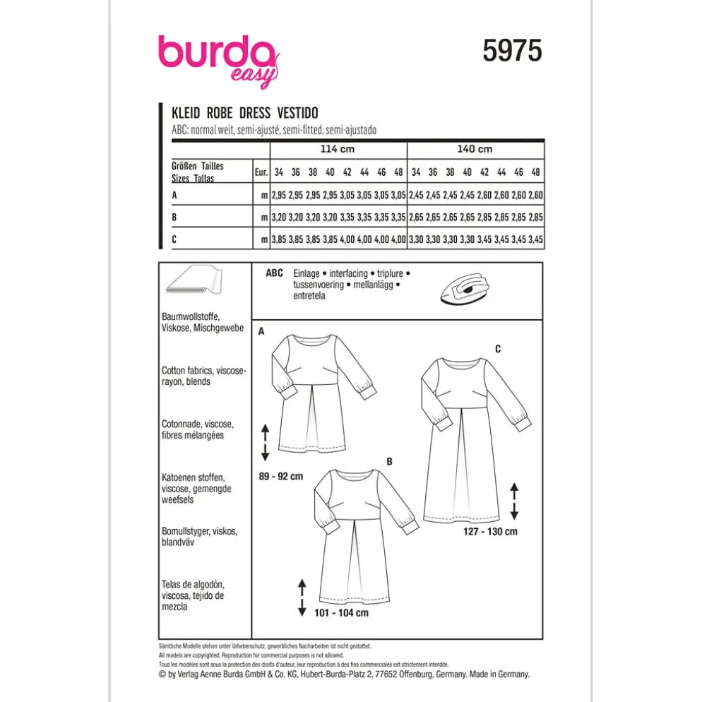 Kjole Burda 5975 str. 34-48