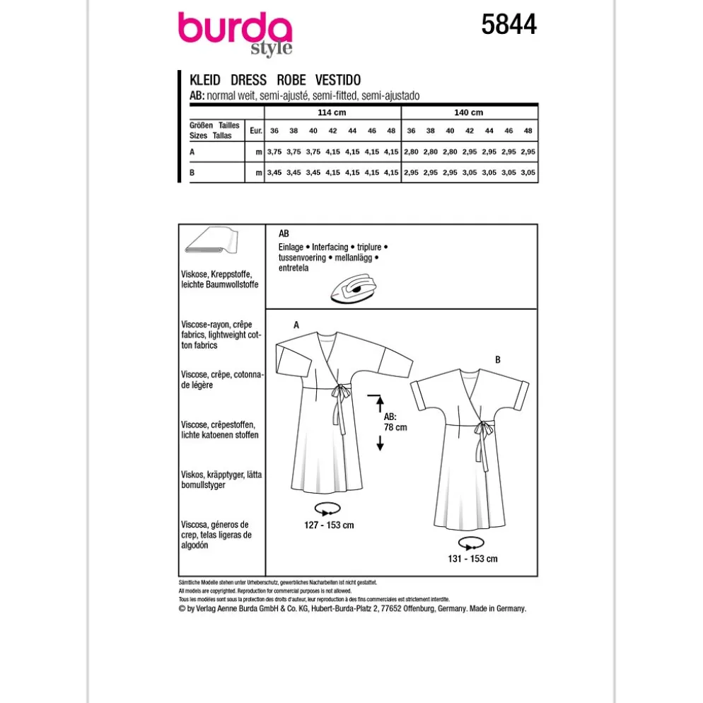 Kjole Burda 5844 str. 36-48