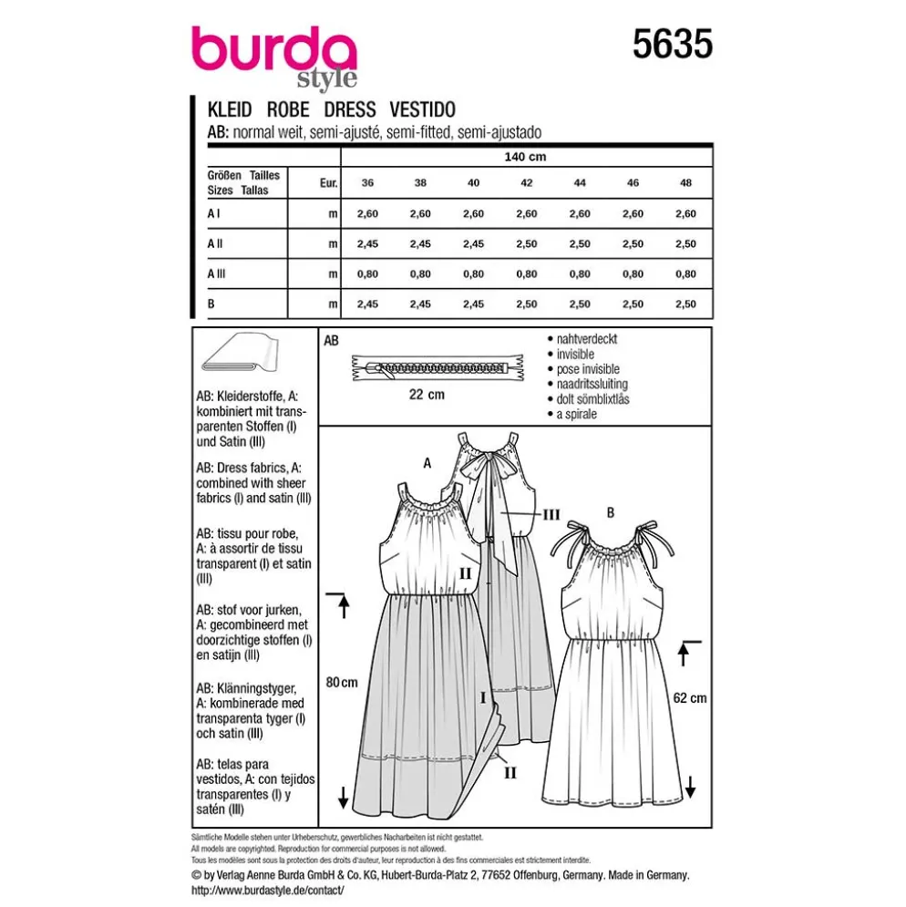 Kjole Burda 5635 str. 36-48