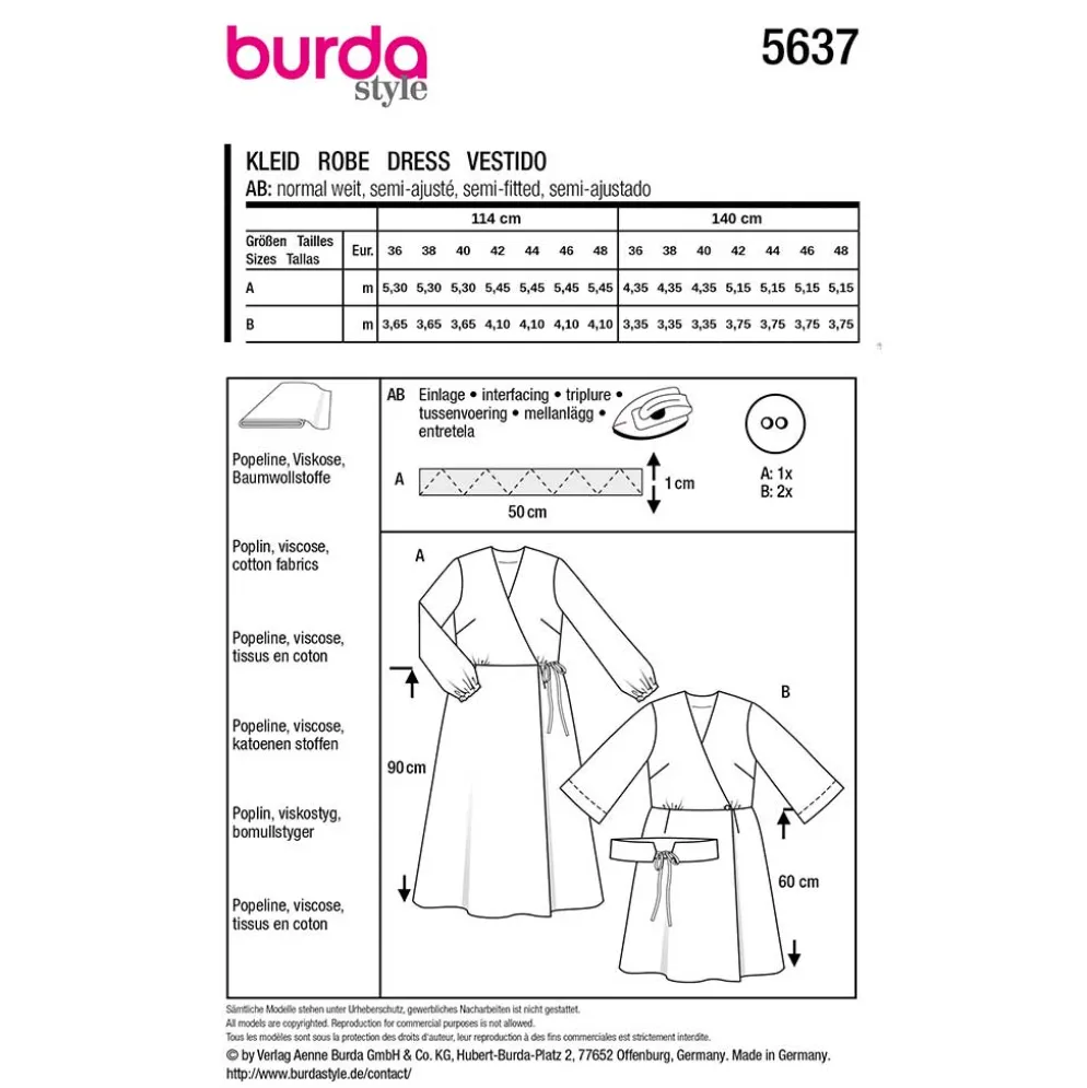 Kjole Burda 5637 str. 36-48
