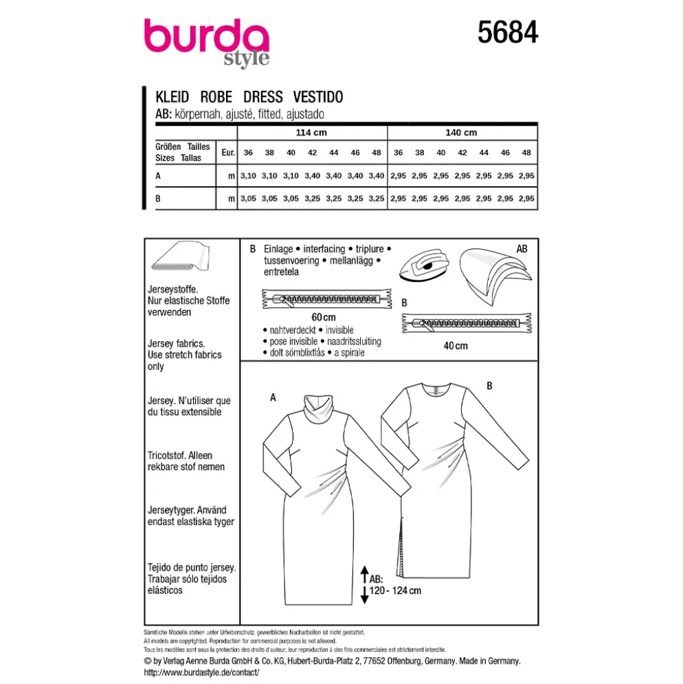 Kjole Burda 5684 str. 36-48