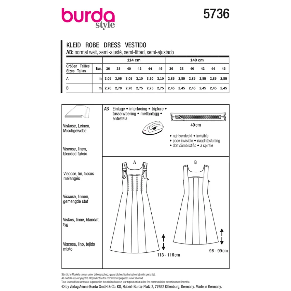 Kjole Burda 5736 str. 36-46