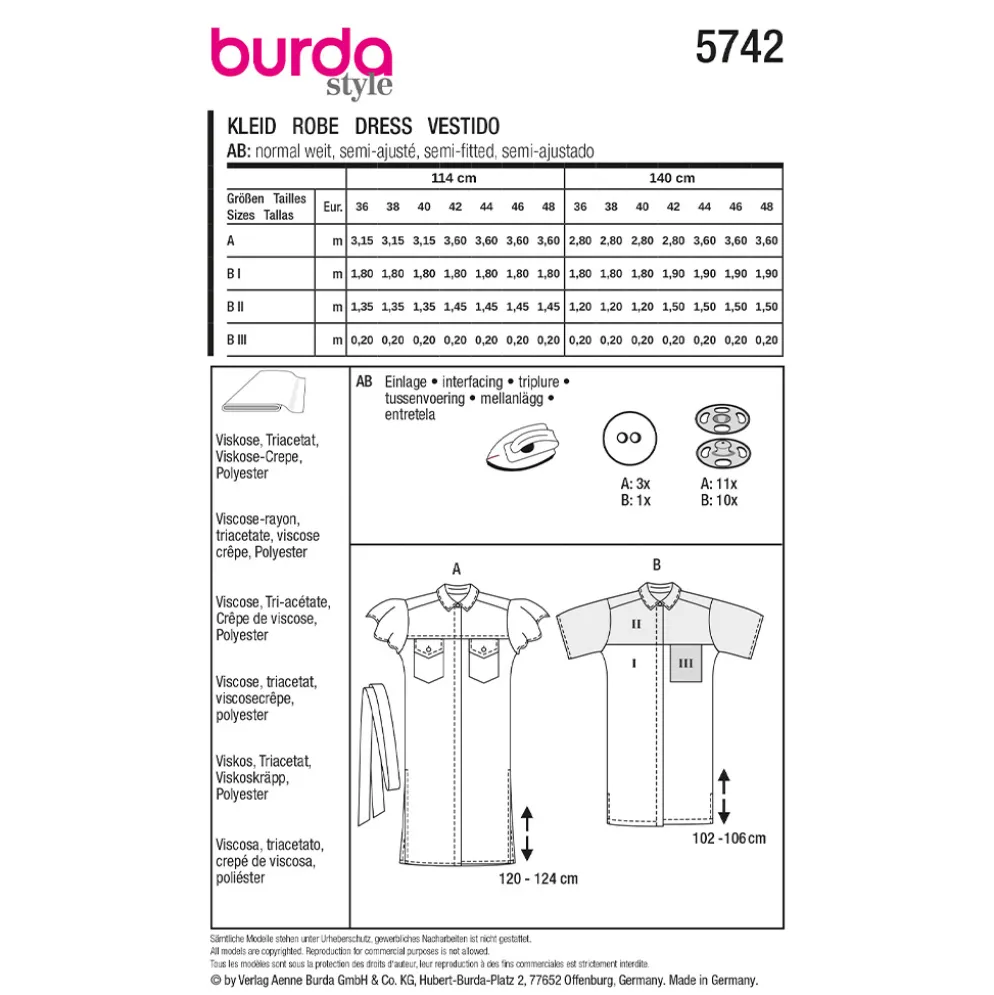Kjole Burda 5742 str. 36-48