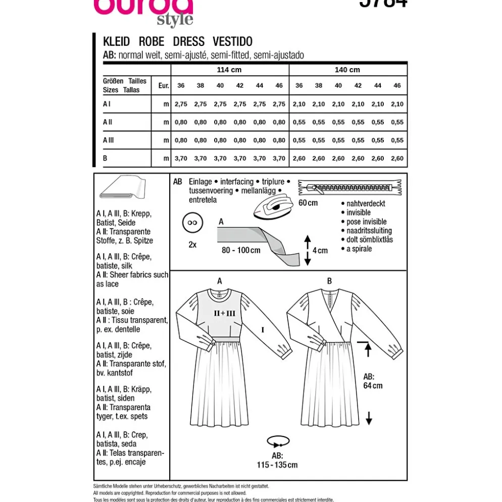 Kjole Burda 5784 str. 36-46