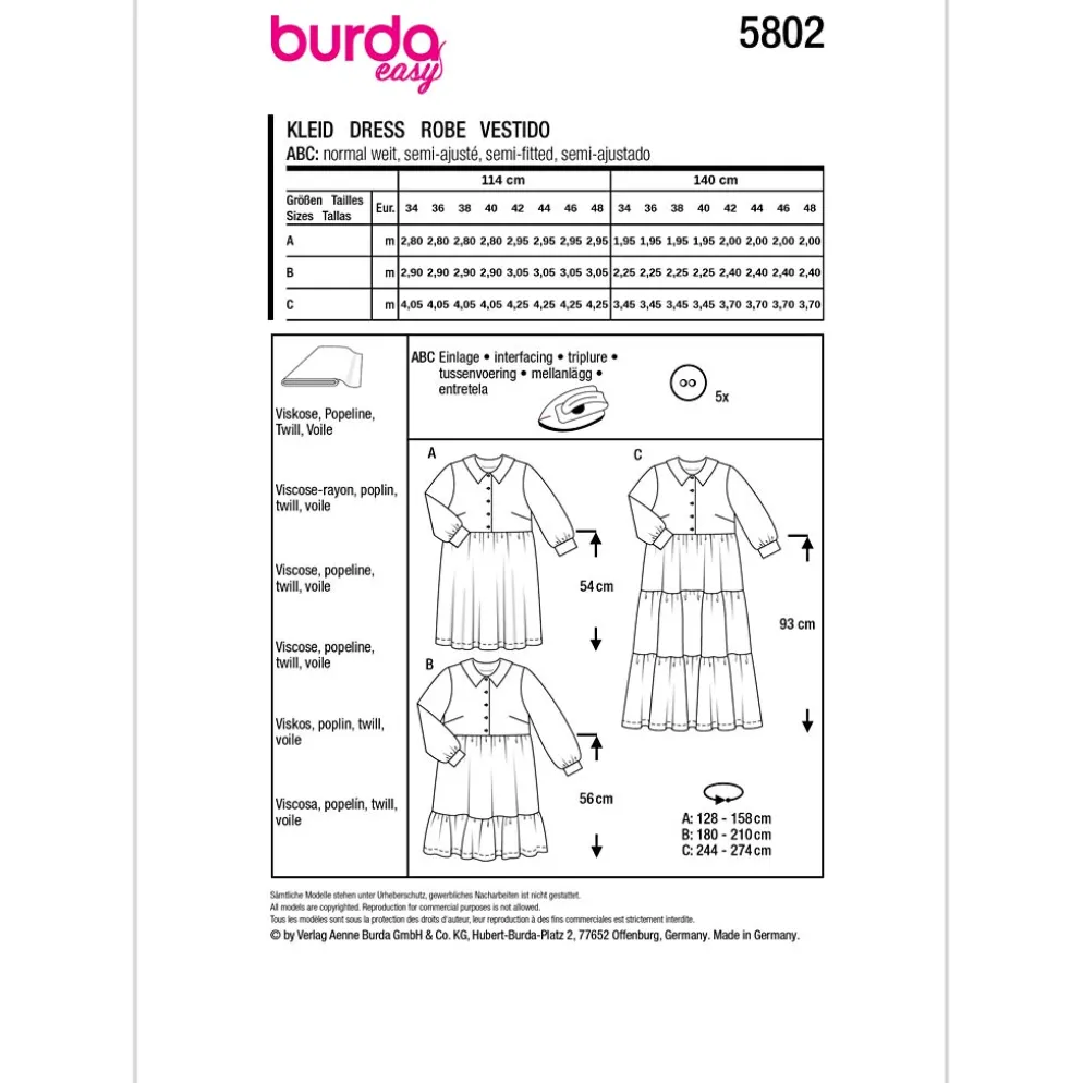 Kjole Burda 5802 str. 34-48