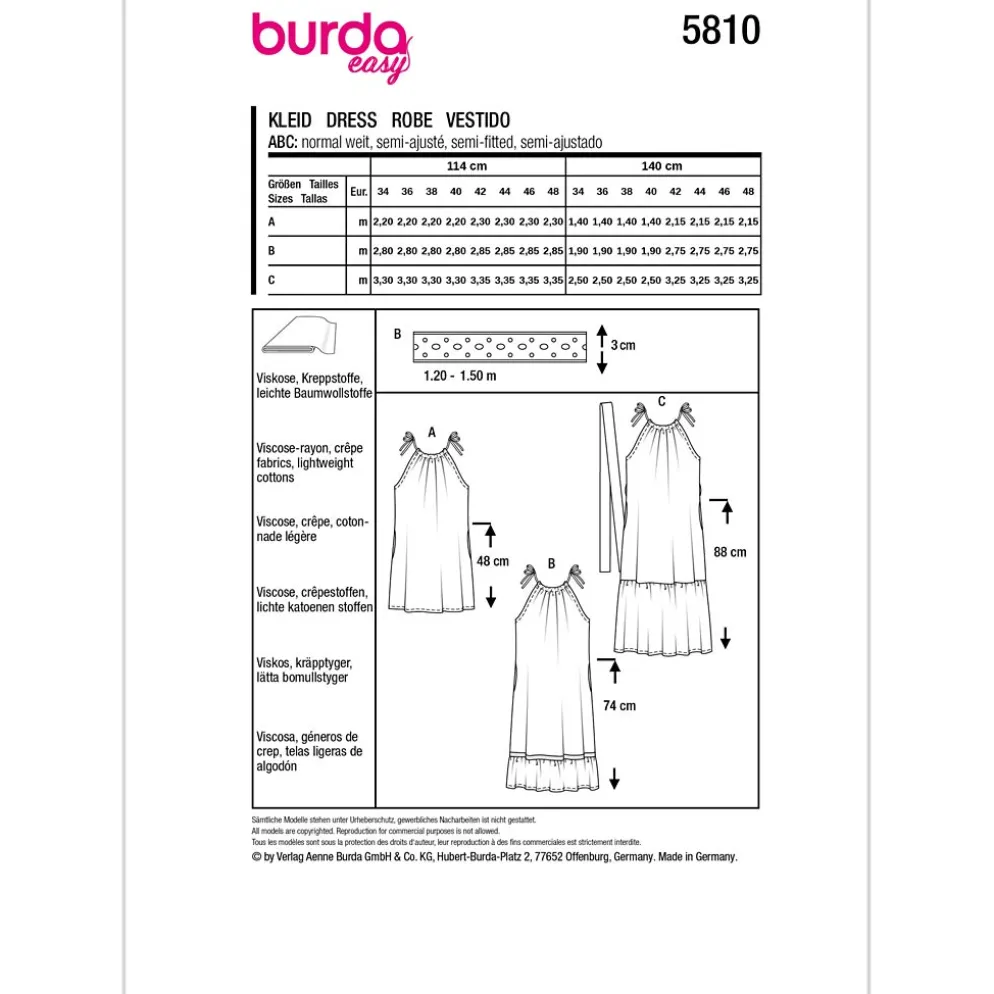 Kjole Burda 5810 str. 34-48