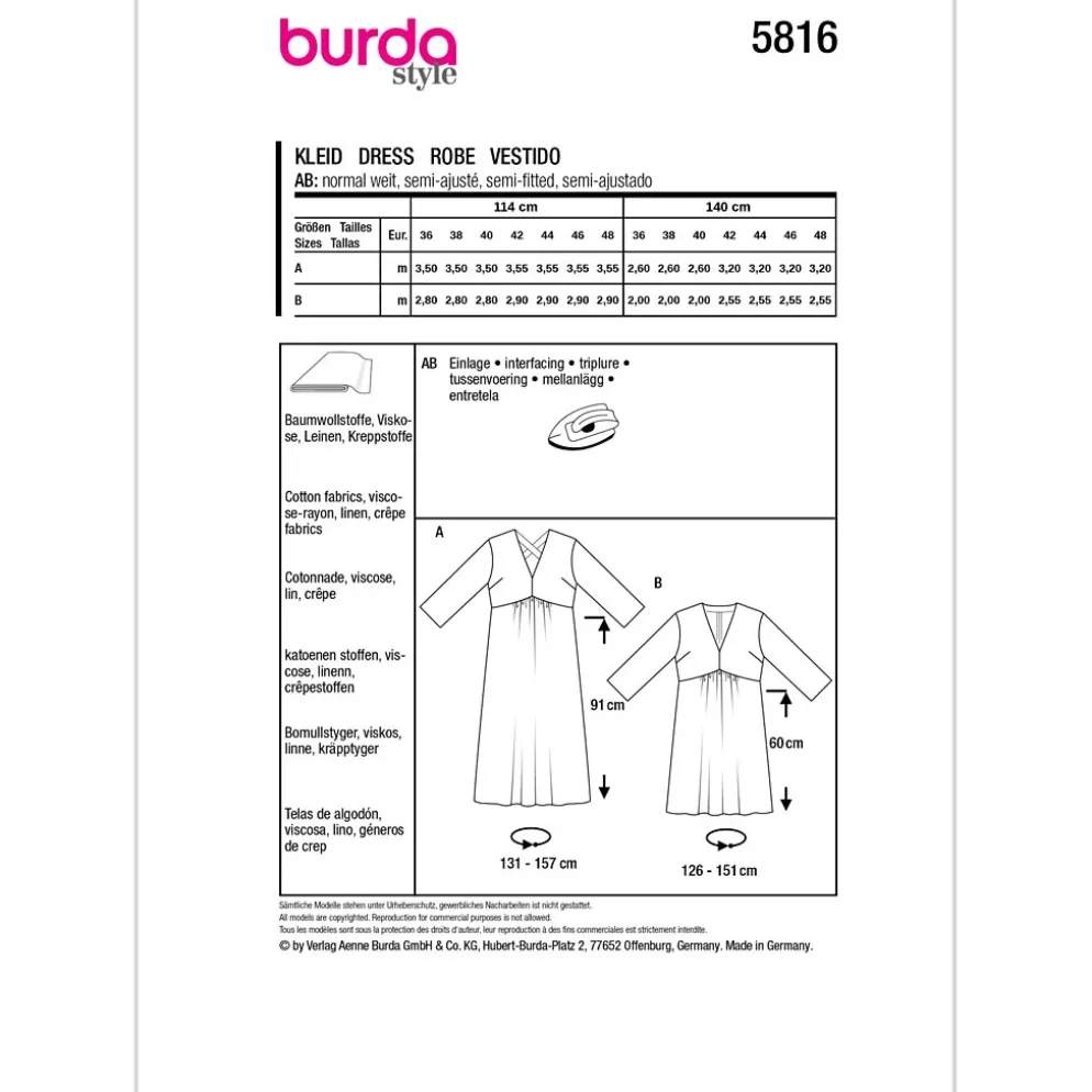Kjole Burda 5816 str. 36-48