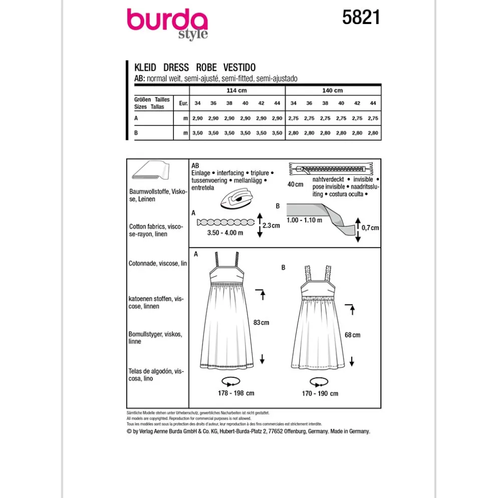 Kjole Burda 5821 str. 34-44