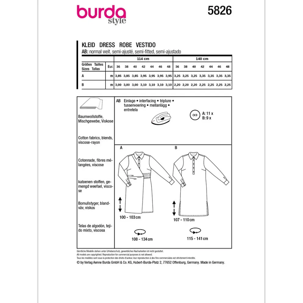 Kjole Burda 5826 str. 36-48