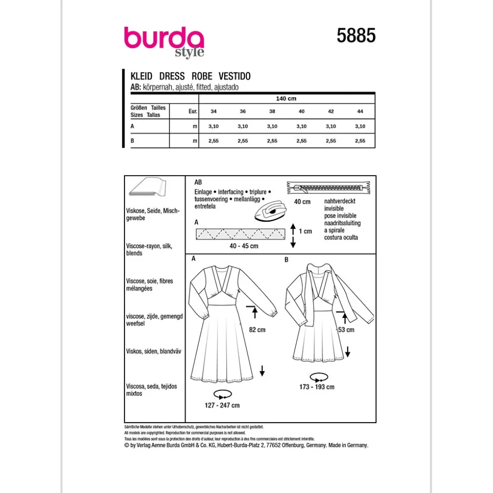 Kjole Burda 5885 str. 34-44