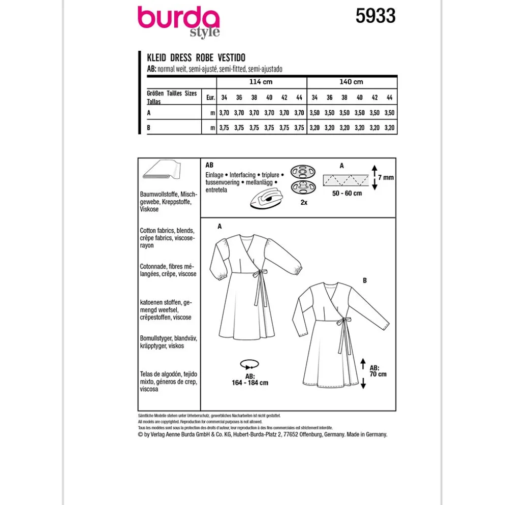 Kjole Burda 5933 str. 34-44