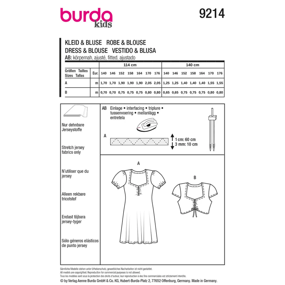 Kjole og bluse Burda Kids 9214 str. 140-176