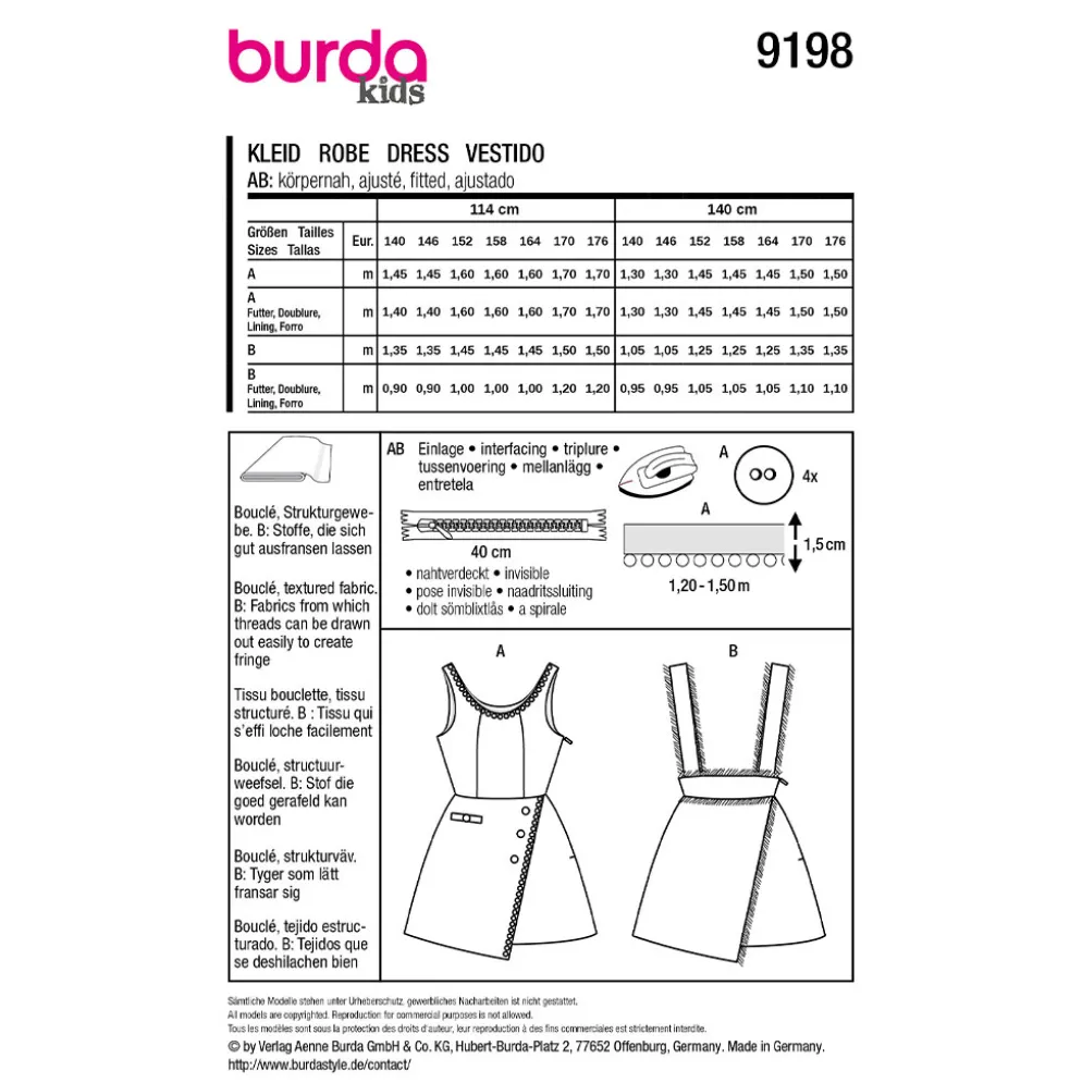 Kjole og nederdel Burda Kids 9198 str. 140-176