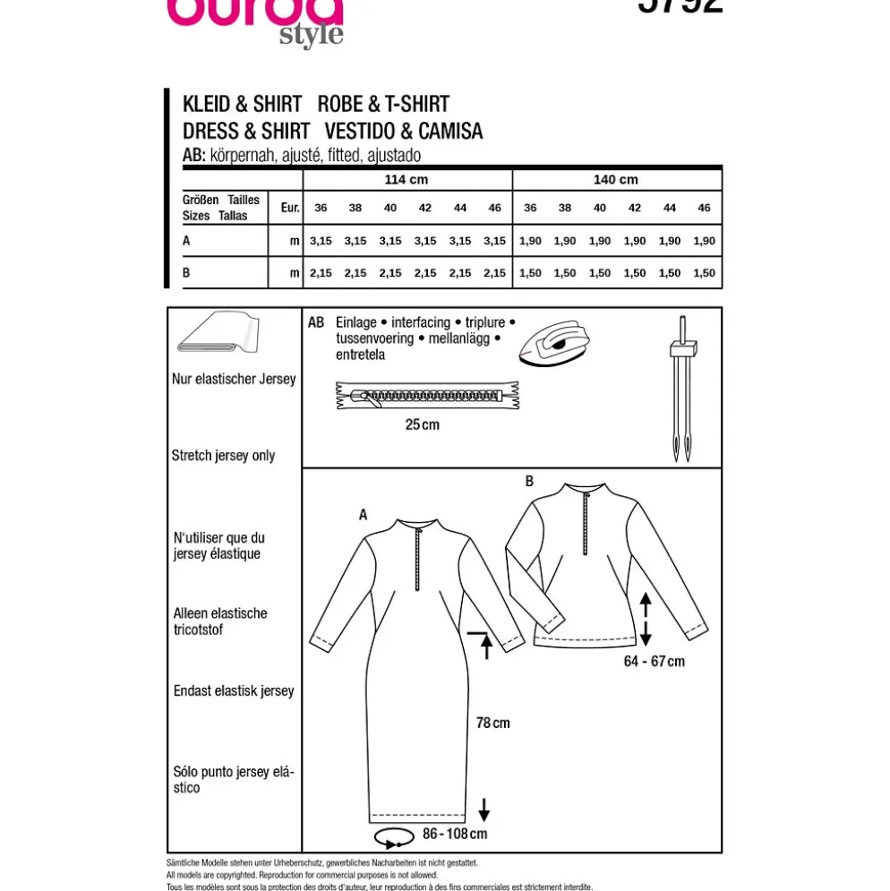 Kjole og top Burda 5792 str. 34-46