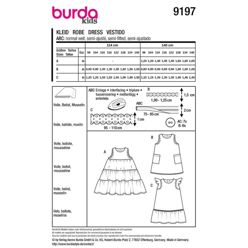 Kjoler Burda Kids 9197 str. 98-140