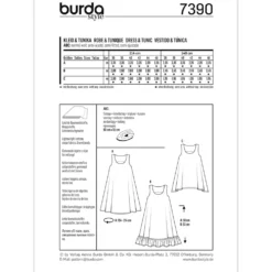 Kjole/tunika Burda 7390 str. 36-46